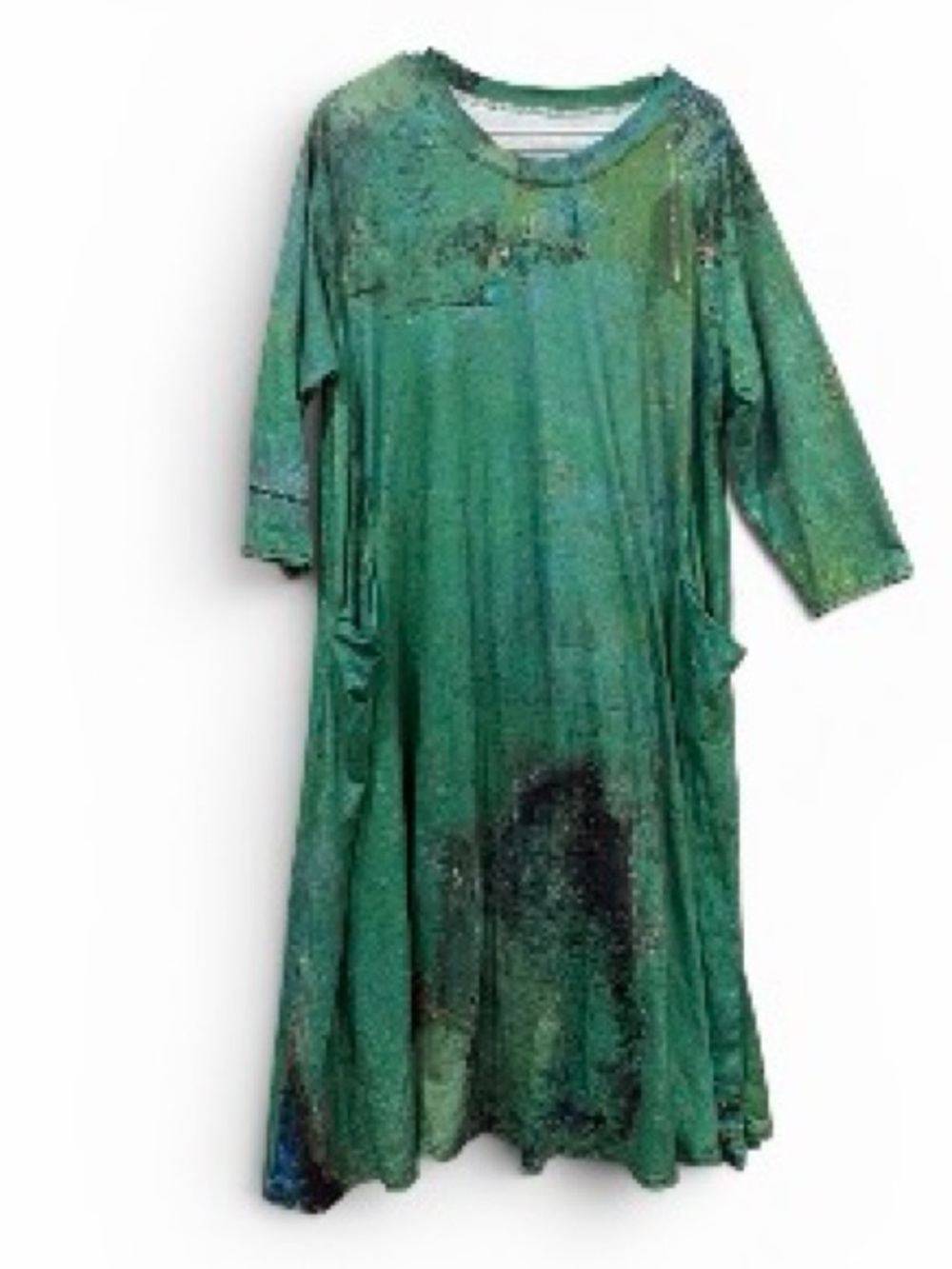 3 Potato Green Art-Print Midi Dress with Side Pockets size Medium - Picture 4 of 6